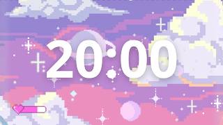 20 Minute Timer 🌌Pixel Art Space | Purple &amp; Pink Galaxy (Silent Visual)