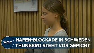Greta Thunberg Klima-Aktivistin Steht Wegen Hafen-Blockade In Schweden Vor Gericht