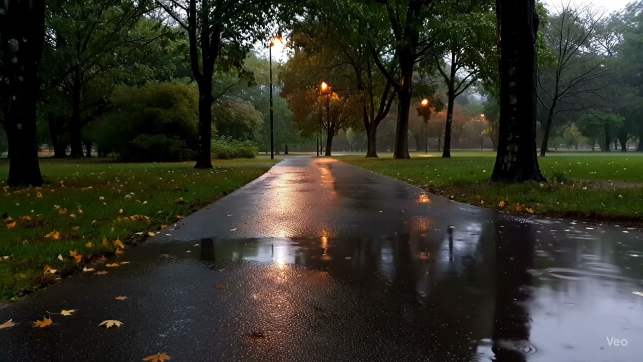 Rainy Park at Night – Relaxing Rain Sounds for Sleep & Meditation