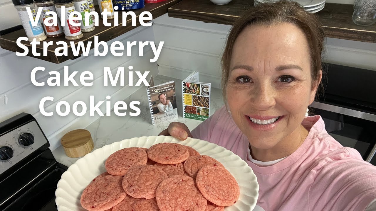 Valentine Strawberry Cake Mix Cookies Easy Valentine's Day dessert