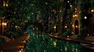 🔮 Whispering Woods & Waterfalls 🌙✨ | Relaxing Ambience with Lantern Glow & Stream