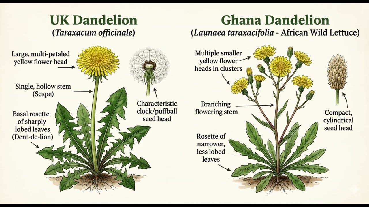African Dandelion vs European Dandelion vs False Dandelion (Cat’s Ear) – Key Differences