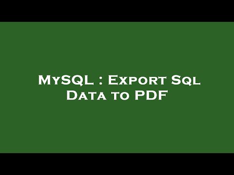 MySQL : Export Sql Data to PDF