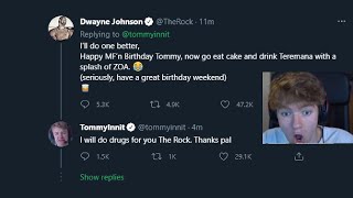 Full TommyInnit Reacts to THE ROCK replying on his Tweet Update