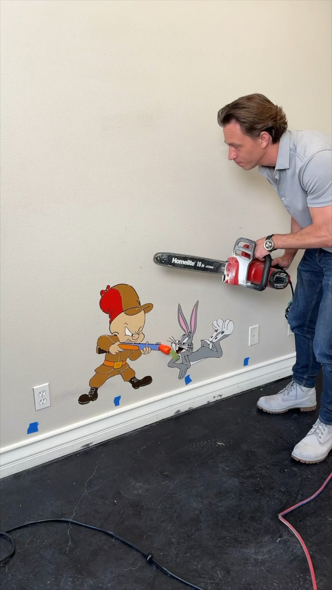 So that's why he chainsawed the wall!