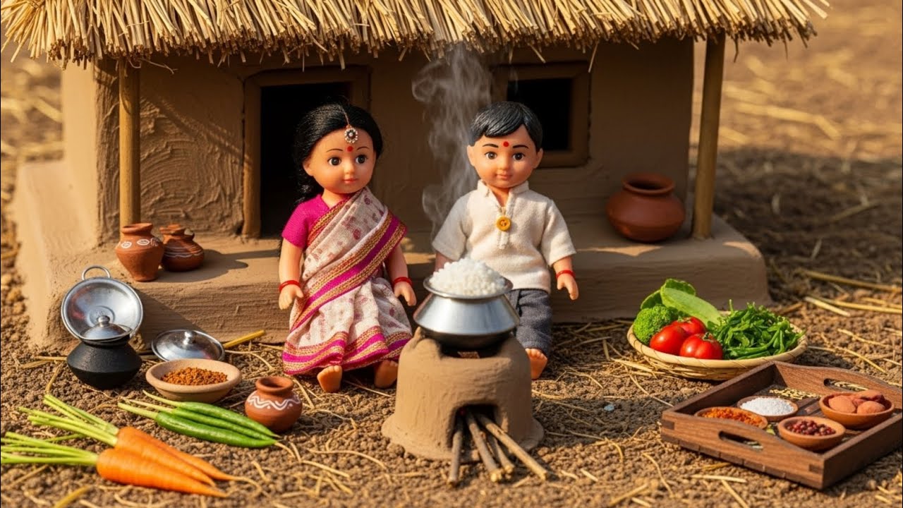 Tiny Doll Cooking Story | Ami Raju Mini Kitchen | Cute Bangla ASMR Video