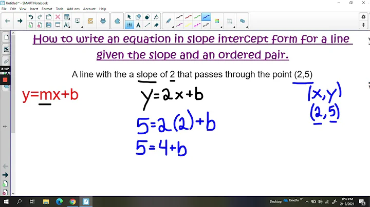 How to write an equation in slope intercept form f...