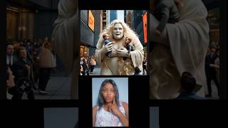 Giant Blond Woman Shocked People.