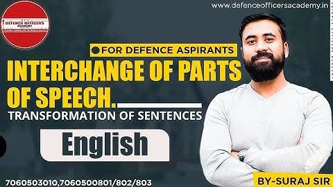 Interchange Of Parts Of Speech |Transformation Of Sentences