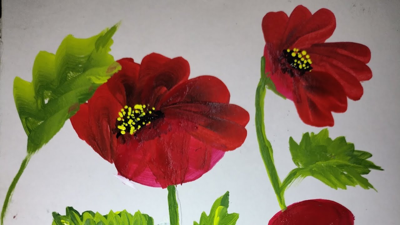 acrylic poppy flower | #youtubevideo#acrylicpainting - YouTube