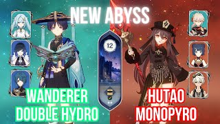 NEW C0 WANDERER DOUBLE HYDRO and C1 HUTAO MONOPYRO | Genshin Impact Abyss 4.0