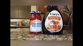 Cary's sugar free syrup and Smuckers sugar free strawberry preserve s from Smart and Final for Keto.
