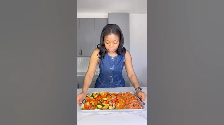 Baked veggies and salmon