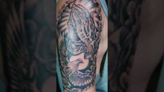 praying hand tattoo..#prayinghand #religioustattoo #blackandgraytattoo