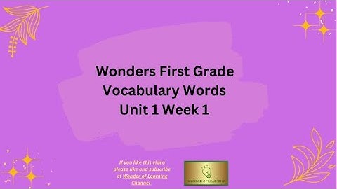 Wonders First Grade Unit 1 Week 1 Vocabulary Words