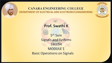 VTU SS 18EE54 M1 L8 Basic Operations on Signals