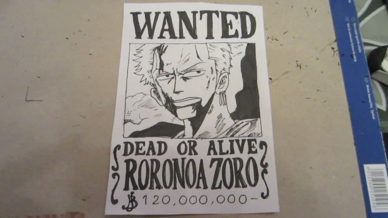 How To Draw Wanted Poster Of Zoro ロロノア ゾロ Youtube