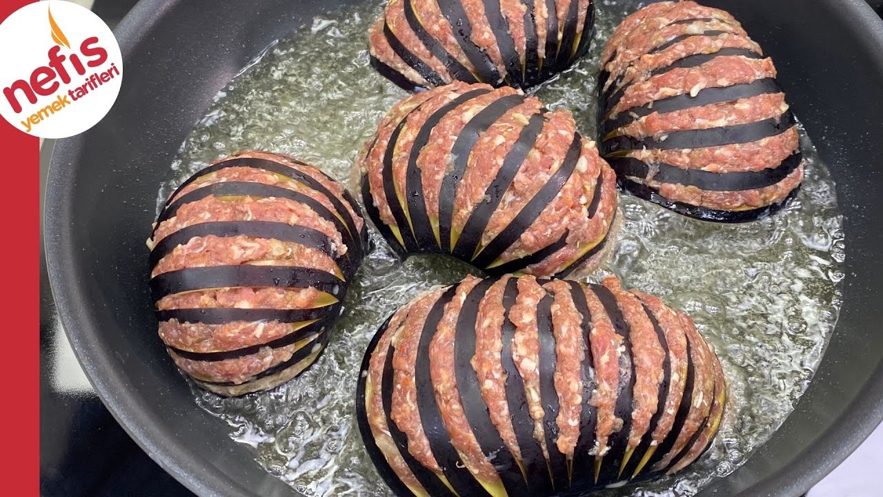 2 Patlıcanla Bir Tepsi Dolusu Patlıcan Kebabı ???? Yelpaze Patlıcan Kebabı