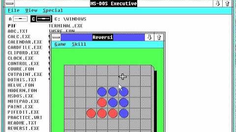 MS-DOS 3.3 and Windows 2.03 running in virtual machine