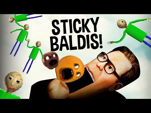 STICKY BALDIS!!! (Sticky Bodies with Annoying Orange HACKS!!!)