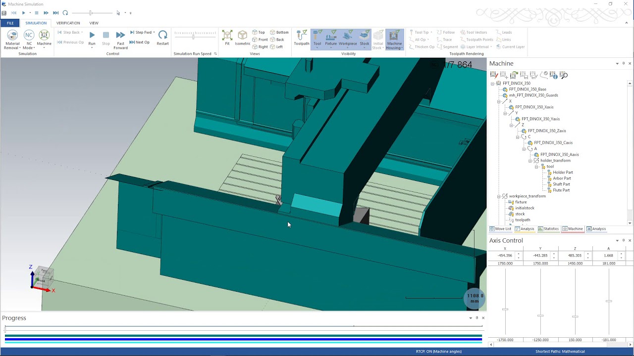 Mastercam Machine Simulation FPT 5 Axis machine - YouTube