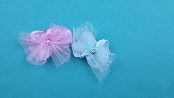 How to make a puffy bow out of tulle and satin ribbon Tutorials #magic_nura