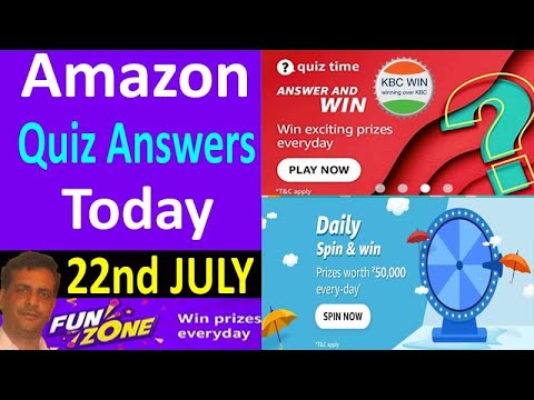 Amazon Daily Quiz time & Daily Spin and Win Answers 22 July#kbcwin #dailyspinandwin  #dailyquiztime