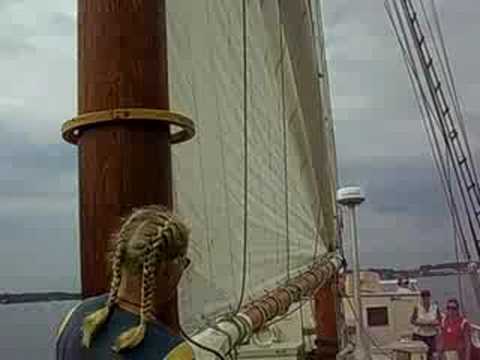 Hoisting the Fore Sail - David, Barry, Dan, & Larry
