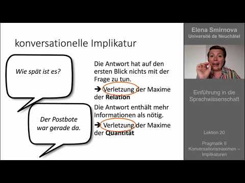 Einführung in die Sprachwissenschaft: Thema 20 – Pragmatik: Implikaturen