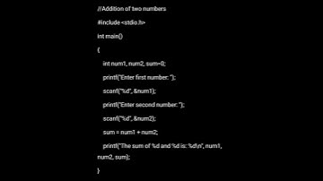 C Program to Add Two Numbers #shorts