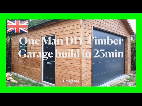 One man DIY timber garage build in 25 minutes - timelapse