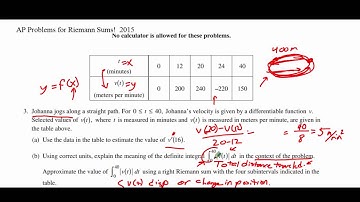 ch 4 rieman sum table problems