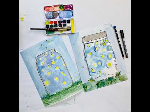 Watercolor fireflies in a jar! Made with McHarper Week 6, episode 1 - art tutorials crafts at home