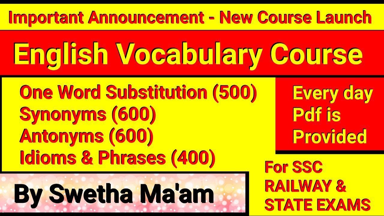 LAUNCHING ENGLISH VOCABULARY COURSE//Full Vocab Sessions overview// by Swetha Mam YouTube
