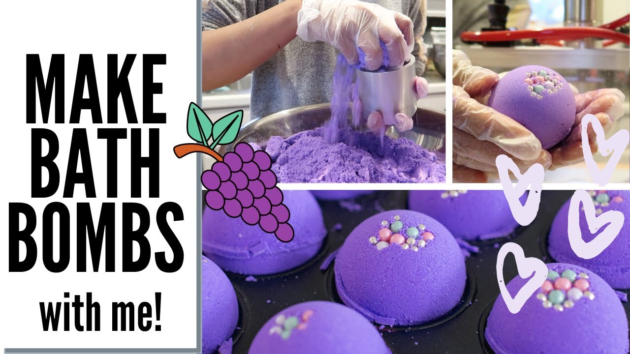 Making Bath Bombs with Recipe! grape, the bath bomb press YouTube