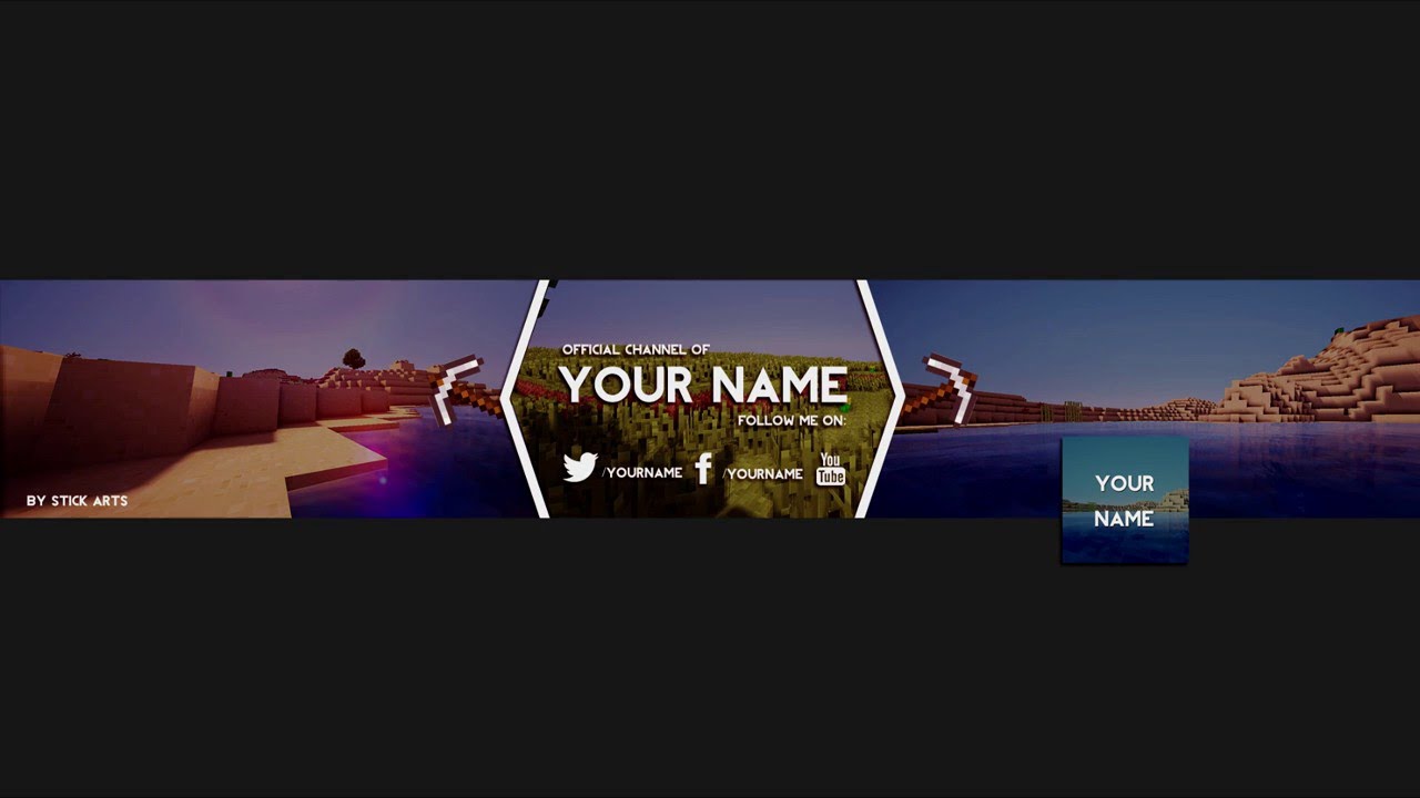 Free 2d Minecraft Youtube Banner Template With Logo 2015 Youtube