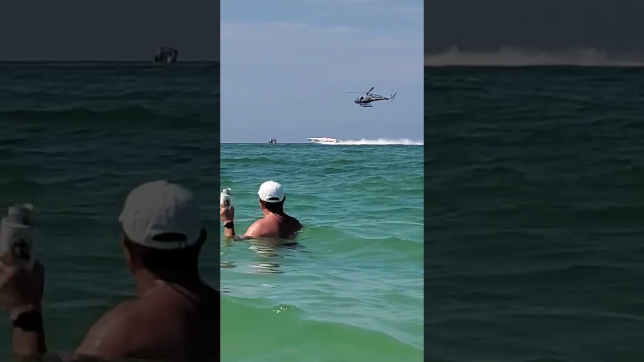 Sarasota FLorida offshore Boat Racing helicopter chase