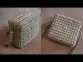 شنطة كروشيه كروس مربعه بسوستتين بخيط السلسله الاكثر طلبا/ How to make a crochet bag