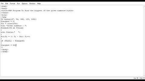 PHP Program To find the biggest of the given numbers