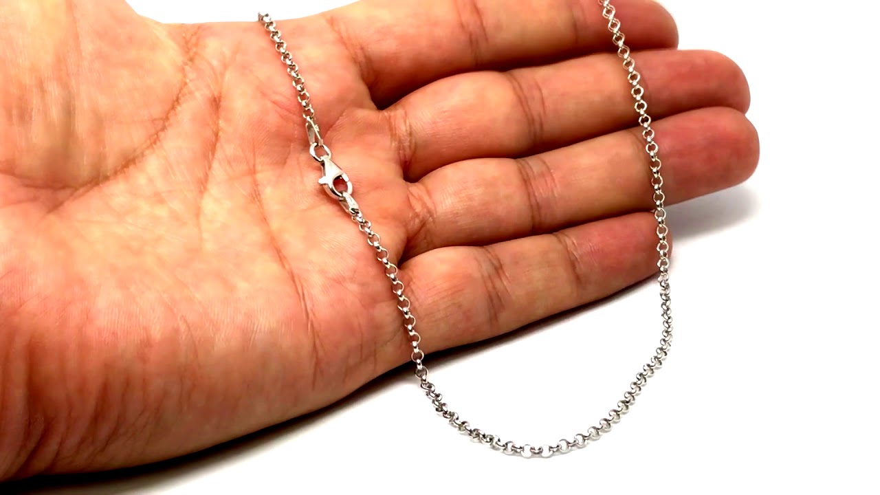 Sterling Silver Rhodium Plated Rolo Chain Necklace, 2.4mm