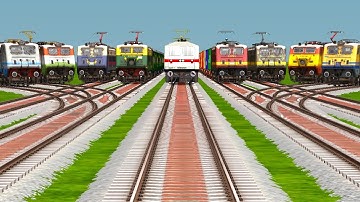 9 Fastest Indian Railways Trains Crossing on Curved Railroad🔵Tracks | BeamNG | Train Crossing Videos