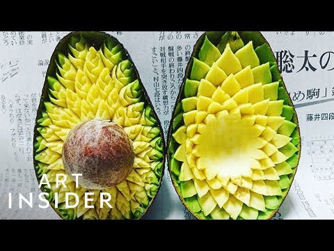 Video Delicate Patterns Carefully Carved Into Fruits And Vegetables
