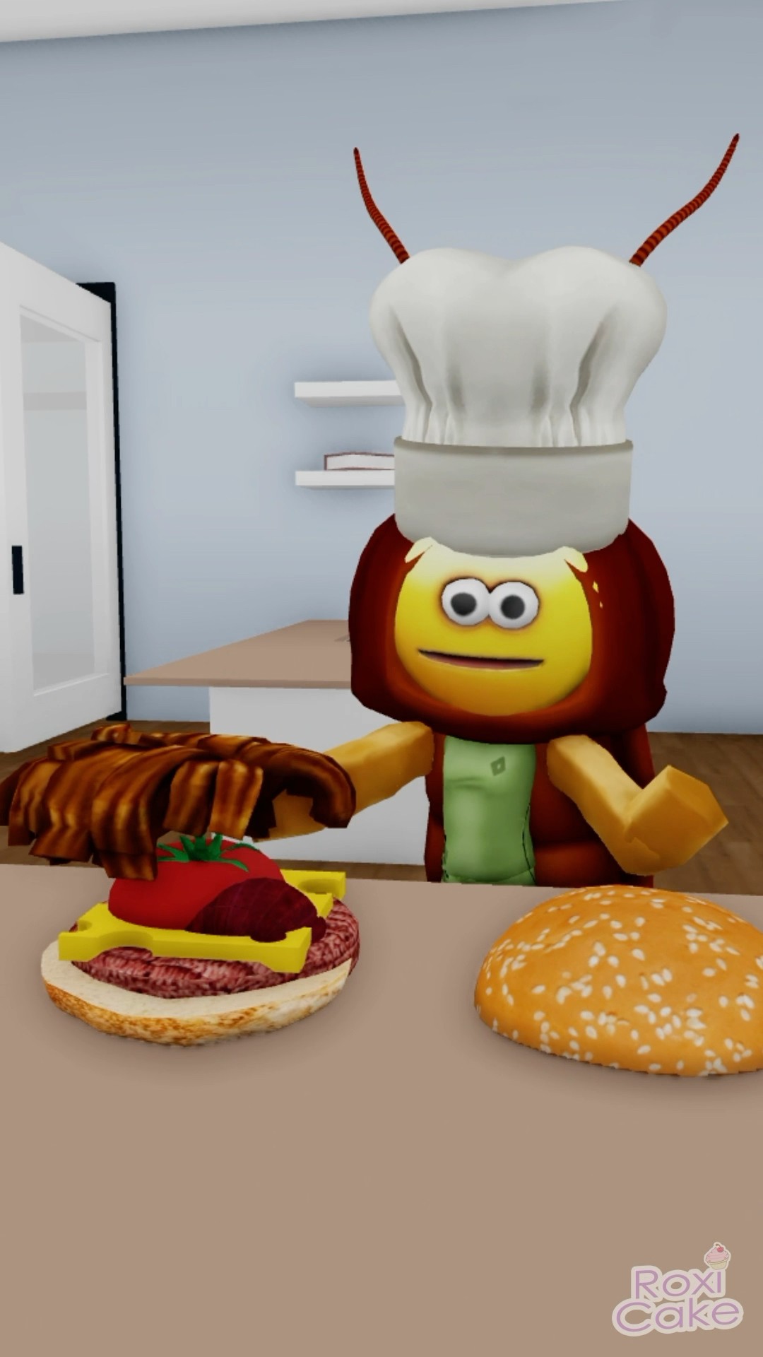 CUCARACHA PREPARA HAMBURGUESA en Brookhaven ? #SHORTS #ROBLOX