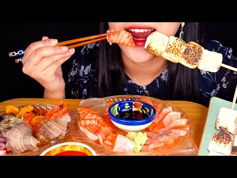 ASMR (<strong>Eng</strong> sub) 연어 먹방?! 연어와 해산물과 마시멜로 Salmon Mukbang?! Salmon, <strong>Sea</strong> food and Marshmallow [한국어/KOREAN]