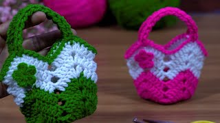: Crochet cute mini bag #woolen side bag new design #crossbody bag #tunusisi #easy