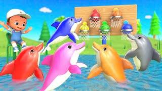 Learning Colors For Kids With Baby Fun Play Color Dolphins Basketball Swimming Pool Fun Game Edu