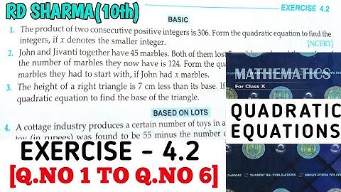 RD SHARMA CLASS 10 QUADRATIC EQUATIONS EXERCISE- 4.2[Q.NO 1 TO 6] MATH FEAR | CHAPTER 4 |CBSE