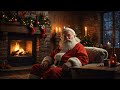 Santa Relaxing By Fireplace With Christmas Instrumental Music Background | Cozy Ambiance