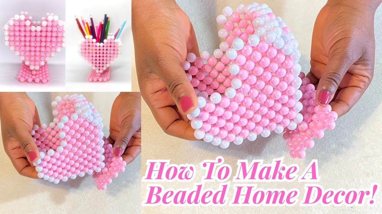 How to Make Pen Vase with Beads, Easy Beaded Pen Stand Making, Beads Pen  Holder, Beads Craft - Yo…