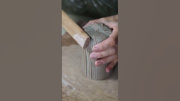 How to make a pottery slab nerikomi cup #oddlysatisfying #howitsmade